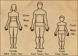 Costume Sizing Chart